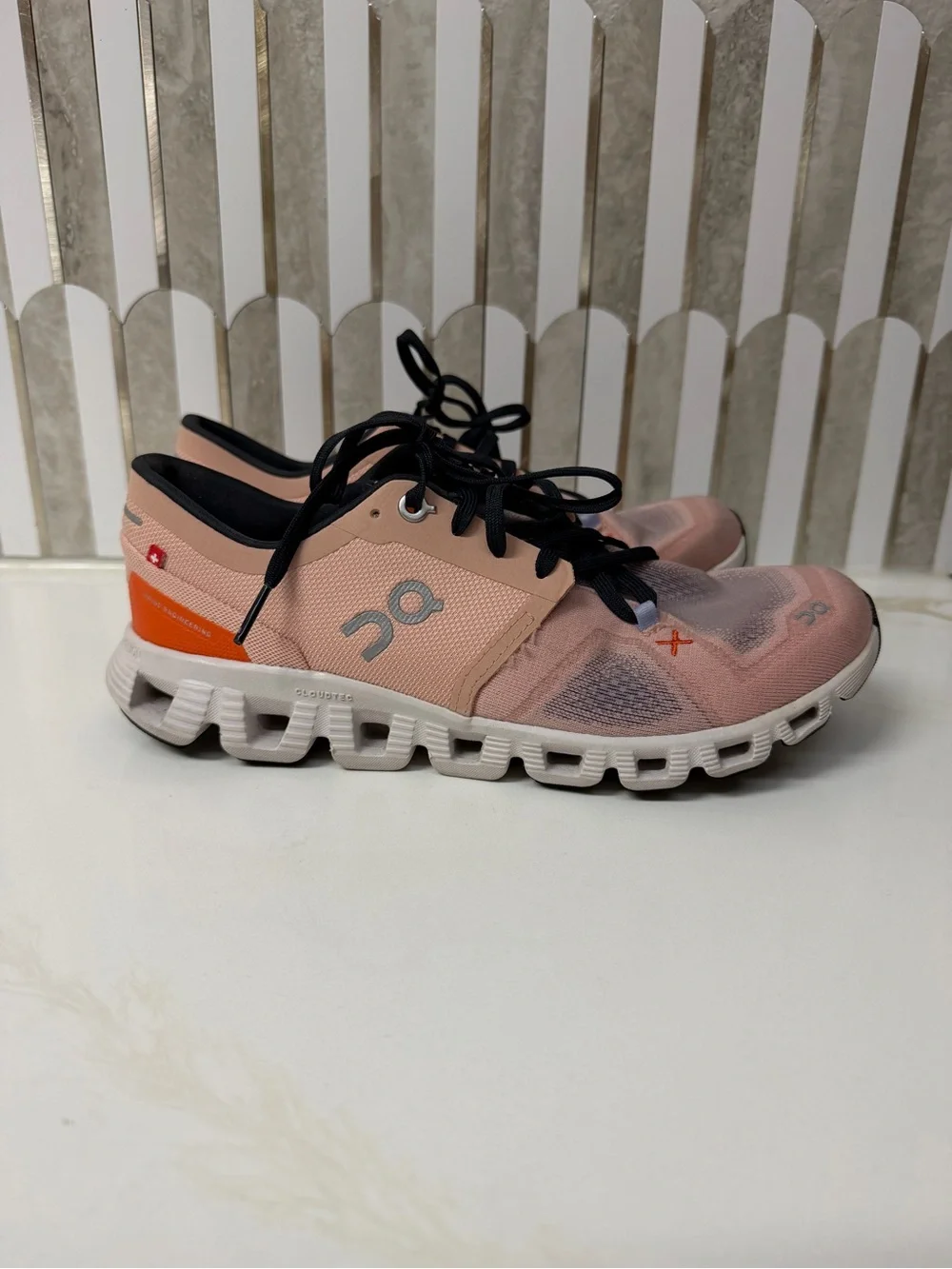 On Running Cloud X Women's Pink and Orange Sneakers